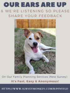 Our Ears Are Up & We're Listening so please share your feedback on our Family Planning Program (new survey). It's fast, easy and anonymous! Thank you!